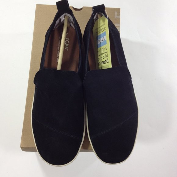 Toms 10 Mens Black Suede Loafers Slip On Shoes main image 5